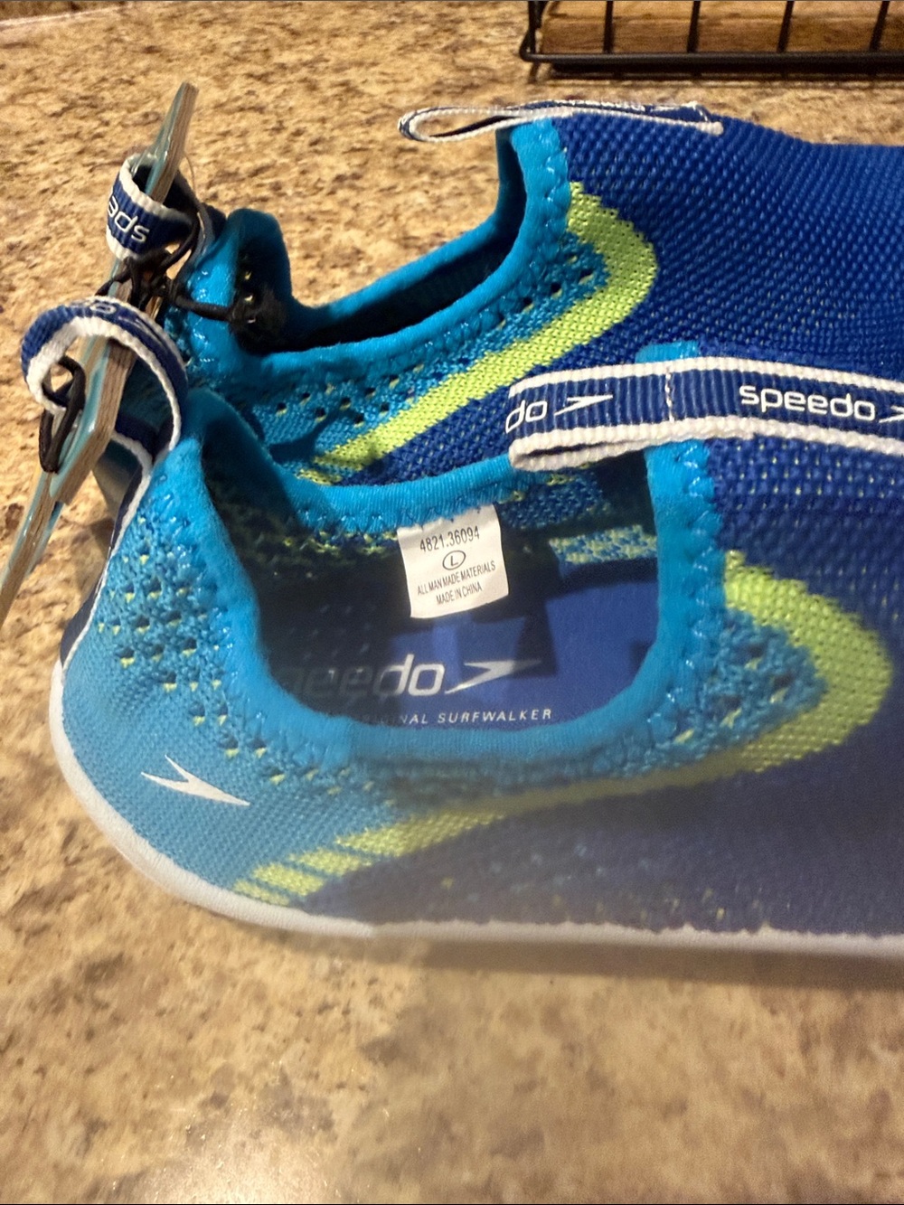 Speedo Blue Pull-On Kids Water Shoes with Lime Green Accent Size L 4-5 New - Picture 4 of 6